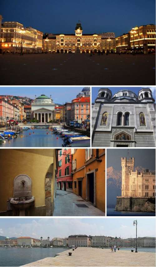 Collage of Trieste with landmarks in Italy free photo