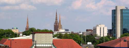 Coventry's skyline with towers in England free photo
