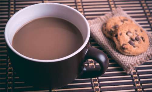 Cup of Coffee with Chocolate Chip Cookies free photo