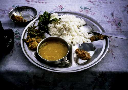 Dal bhat, a typical traditional food in Kathmandu, Nepal free photo