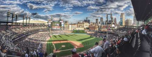 Detroit Tigers baseball field under the clouds in Detroit, Michigan free photo