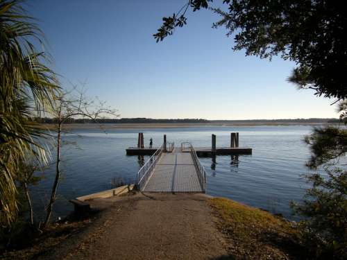Docks and lake in Bluffton, South Carolina free photo