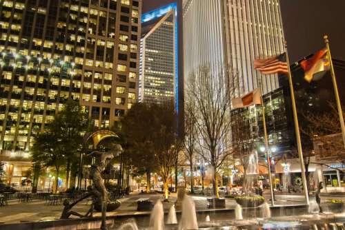 Downtown Charlotte at night in North Carolina free photo