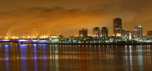 Downtown Long Beach at dusk in Long Beach, California free photo