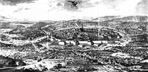 Drawing of Vienna, Austria in 1683 free photo