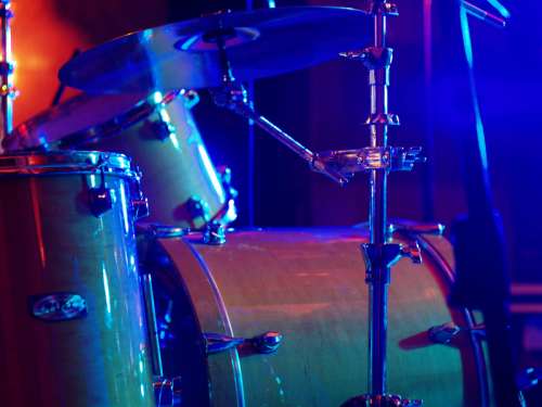 Drumset instrument on stage free photo