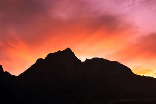 Dusk and sky behind the mountains in Cape Town, South Africa free photo