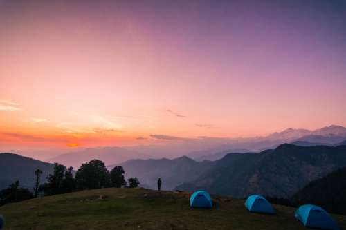 Dusk landscape and sky in Chopta, India free photo