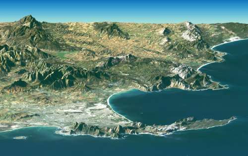 Elevation Map of Cape Town, South Africa free photo