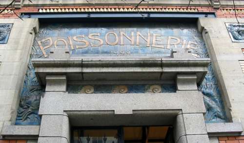 Entry to the former fish market at Les Halles Centrales at Rennes, France free photo
