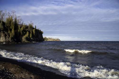 Far look at the Shoreline at Gooseberry Falls State Park, Minnesota free photo