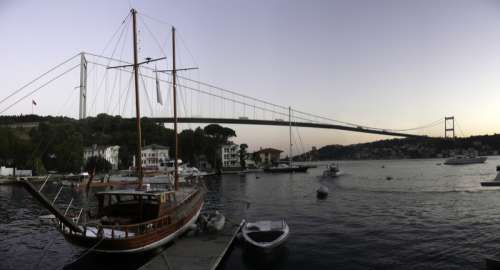 Fatih Sultan Mehmet Bridge landscape in Istanbul, Turkey free photo