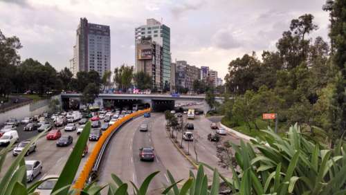 Federal District with cars and highways in Mexico City free photo