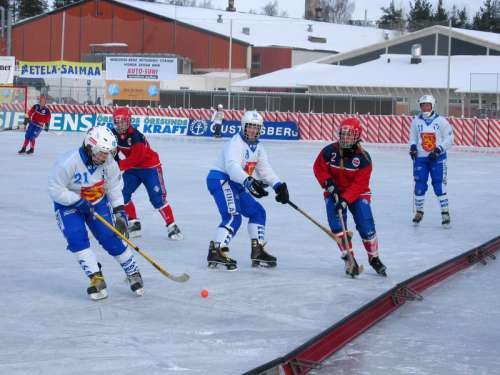 Finland against Norway during the 2004 Women's Bandy World Championship  free photo