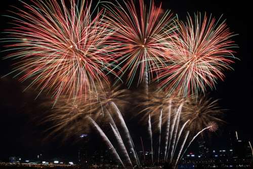 Fireworks at night over Seoul, South Korea free photo