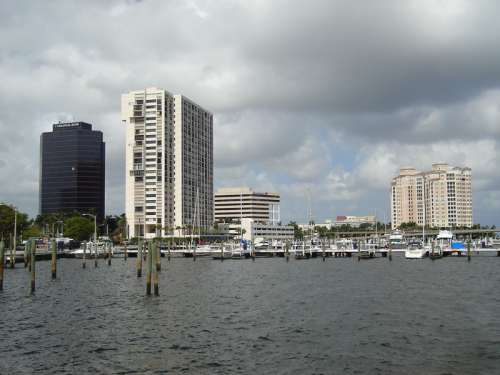 Flagler Drive and Skyline in West Palm Beach, Florida free photo