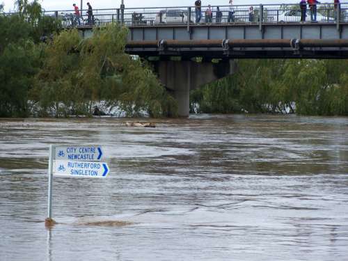 Flooding along the Maitland riverfront during the 2007 flood in New South Wales, Australia free photo