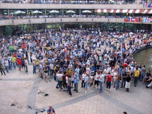 Football fans inside Arena Citi in Kiev, Ukraine free photo