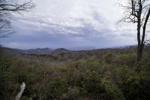 Forested Hills under heavy clouds at Sassafras Mountain, South Carolina free photo
