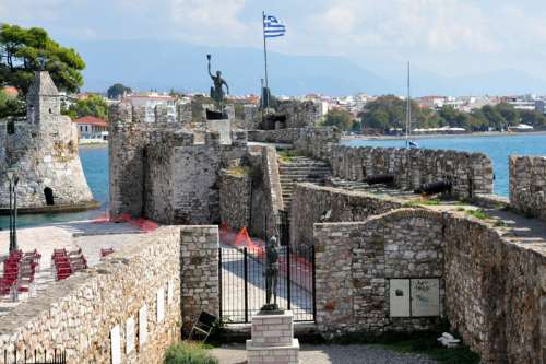 Fortifications of the port of Nafpaktos in Greece free photo