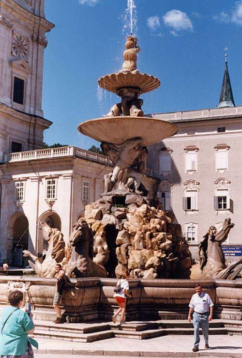 Fountain in the Residenzplatz in Salzburg, Austria free photo