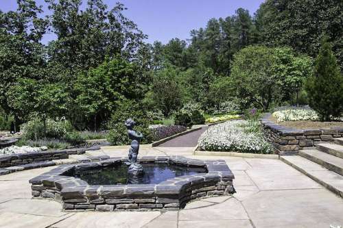 Fountains in the Duke Garden at Duke University, North Carolina free photo