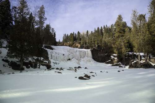 Frozen Left Side of the lower falls at Gooseberry Falls State Park, Minnesota free photo