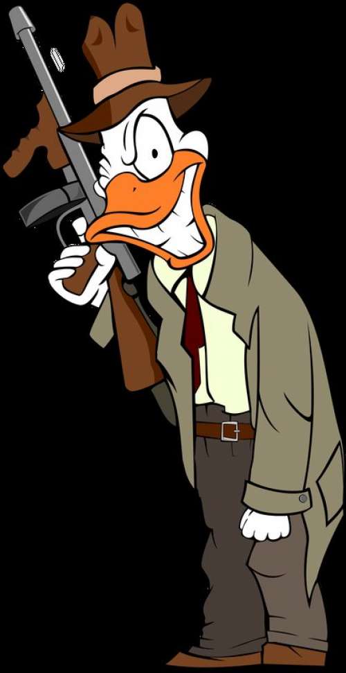 Gangster Crime Duck Vector Clipart free photo