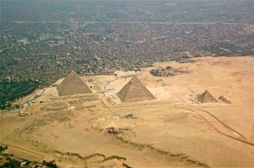 Giza Pyramids and Cityscape in Egypt free photo