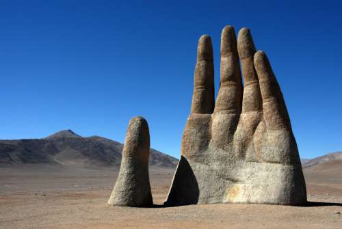 Hand in the Atacama Desert in Chile free photo