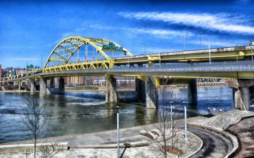 HDR Cityscape of Bridge in Pittsburgh, Pennsylvania free photo