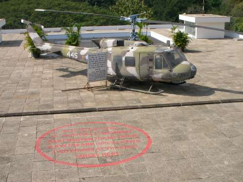 Helicopter on the roof of Reunification palace free photo
