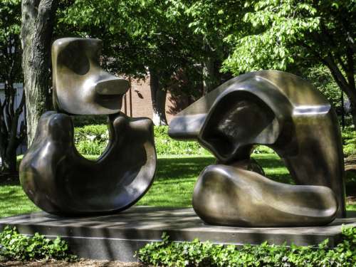 Henry Moore's Large Four Piece Sculpture at Harvard University, Cambridge, Massachusetts free photo