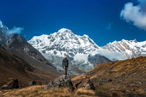 High Himalayan Mountain view at the Annapurna Base Camp in Nepal free photo