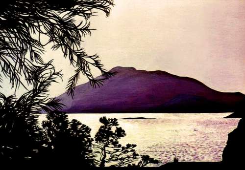 High Island Reservoir acrylic Painting free photo