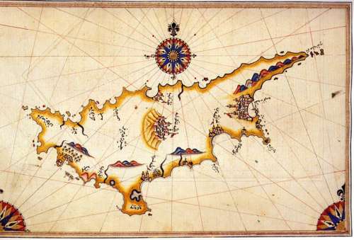 Historical map of Cyprus by Piri Reis free photo