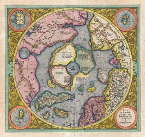 Hondius Map picturing the Frobisher Strait in Nunavut, Canada free photo
