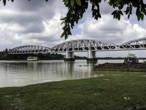 Hoogly Bridge landscape in Kolkata, India free photo