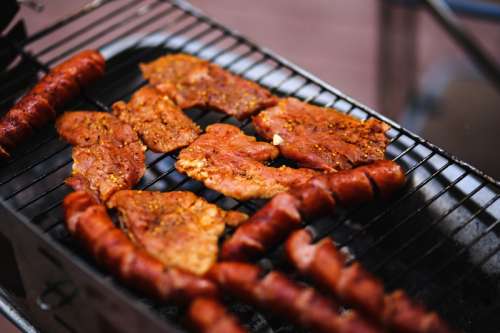 Hot Dogs and Meat on the Grill free photo