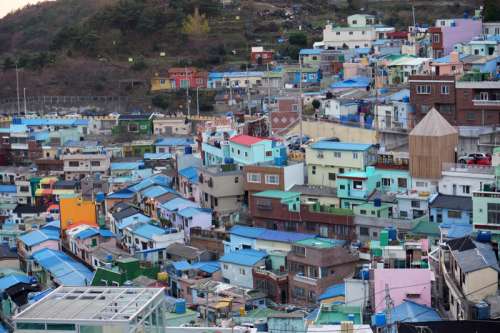 Houses and a village in Busan, South Korea free photo