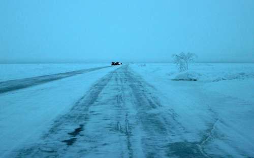 Ice road between the island and the mainland in Hailuoto, Finland free photo