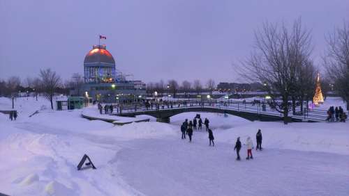 Ice Skating Rink in the winter in Montreal, Quebec, Canada free photo