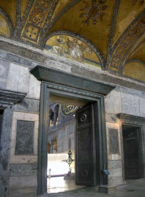 Imperial Gate inside the Hagia Sophia in Istanbul, Turkey free photo