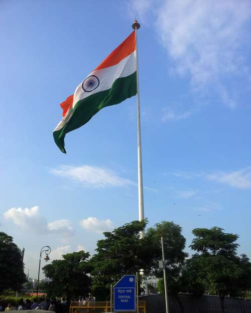 Indian Flag in Central Park in Delhi, India free photo