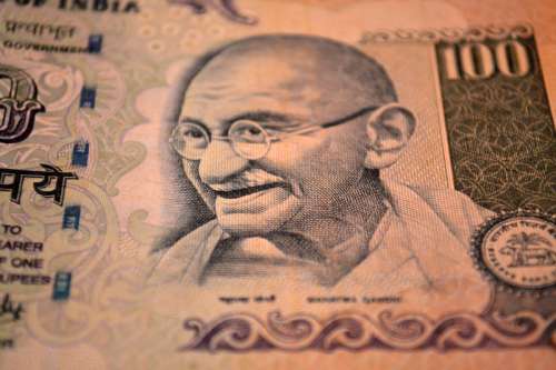 Indian Money with Ghandi on the bill free photo