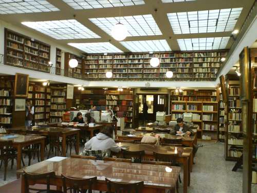 Inside the municipal library in Patras, Greece free photo