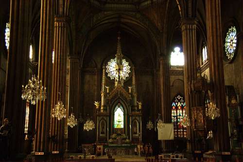 Interior of Basilica Minore de San Sebastian in Manila, Philippines free photo