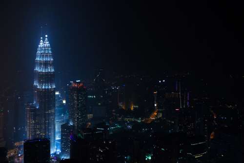 Kuala Lumpur cityscape at night in Malaysia free photo