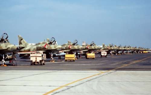 Kuwait Air Force McDonnell Douglas A-4KU Skyhawk ground-attack aircraft during the Gulf War free photo