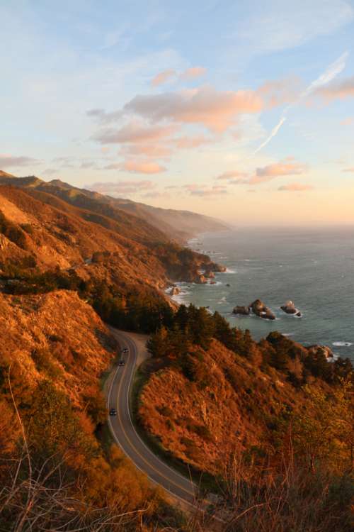 Landscape and roadway in Big Sur, California free photo